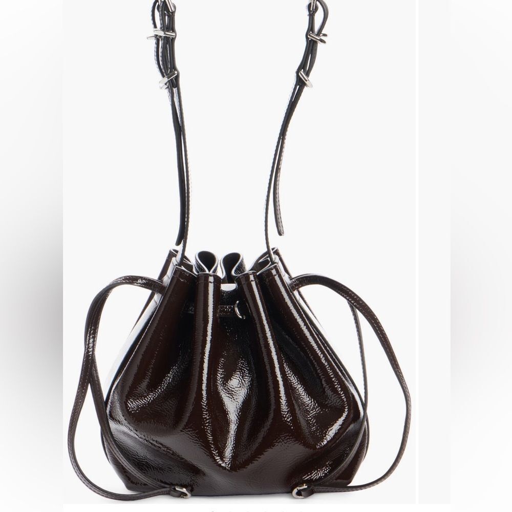 Givenchy Small Pumpkin Drawstring Leather Bucket Bag in Ebony NWT